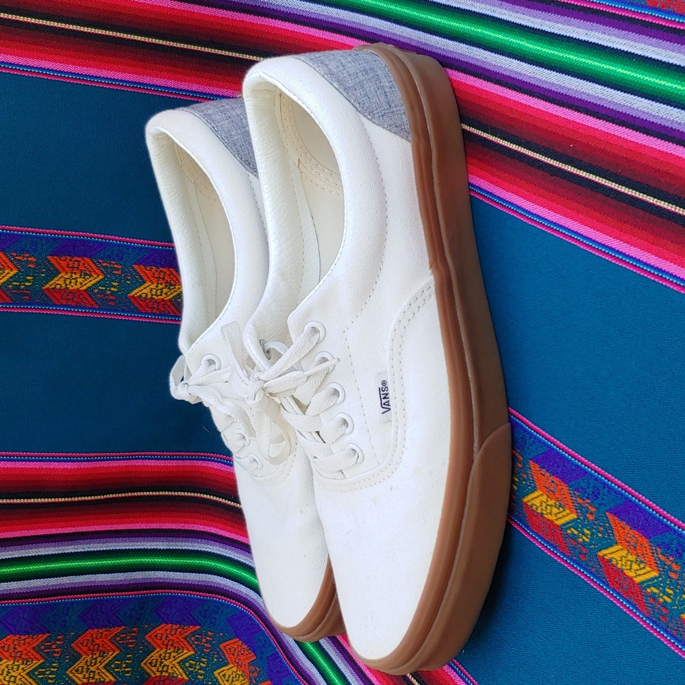 Vans Classic Low Skateboard Shoes Cream Gray Canvas Unisex Men's 9.5 Women's 10 - Picture 3 of 17